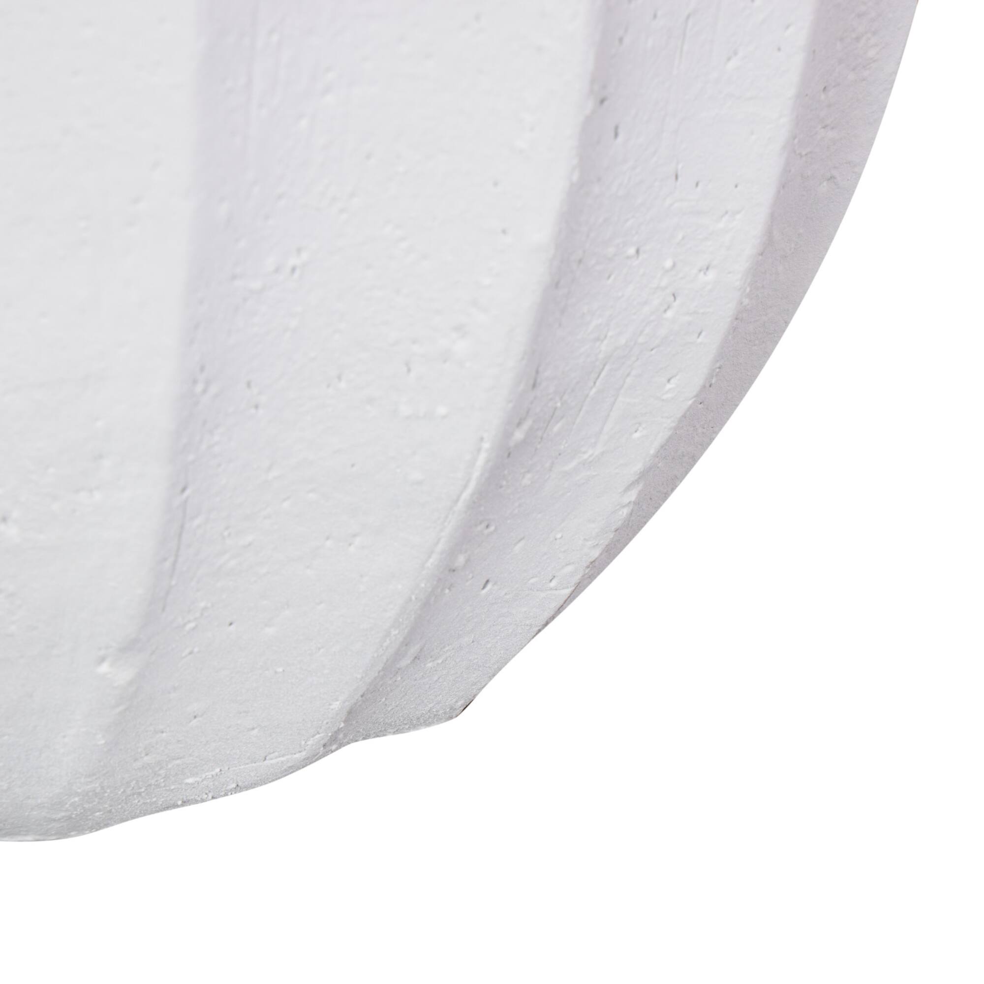 17.75" White Wide Magnesium Oxide Vase with Carved Grooves